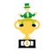 leprechaun and golden trophy champion cartoon doodle flat design vector illustration