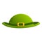 Leprechaun green hat icon, cartoon style
