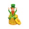 Leprechaun happy with coins stack