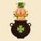 Leprechaun happy tossing gold pot