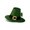Leprechaun hat with fhree-leafed clover on white background. St. Patrick s day, spring, Saint, Patrick, holiday, good luck, object