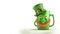 Leprechaun Head Mug With Top Hat On White Background And Copy Space. St. Patrick\\\'s Day Concept