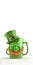 Leprechaun Head Mug With Top Hat On White Background And Copy Space. St. Patrick\\\'s Day Concept