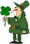 Leprechaun Holding A Four Leaf Clover