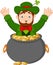 Leprechaun inside of a pot of gold