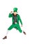 Leprechaun jumping in green suit