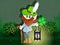 Leprechaun with lantern and magic leaf clover