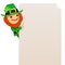 Leprechaun looking at blank poster