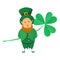 Leprechaun patrick icon, cartoon style