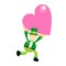 leprechaun pick big love heart cartoon doodle flat design Vector illustration 