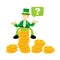 leprechaun pick gold coin money dollar cartoon doodle flat design vector illustration