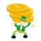 leprechaun pick gold coin money dollar cartoon doodle flat design vector illustration