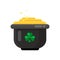 Leprechaun pot of gold icon in flat style design.