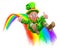 Leprechaun and Rainbow 8 Bit Arcade Game Pixel Art