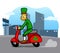 Leprechaun Riding Scooter Across The City