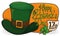 Leprechaun`s Hat with Date and Clover for St. Patrick Celebration, Vector Illustration