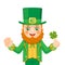 Leprechaun saint patrick character day celebration clover green traditional wear icon flat design vector illustration