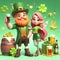 Leprechaun saint patrick day funny cartoon. AI generated