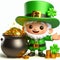 Leprechaun saint patrick day funny cartoon. AI generated