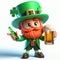 Leprechaun saint patrick day funny cartoon. AI generated