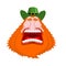 Leprechaun scream. Open mouth. Scary angry dwarf for St. Patrick