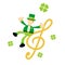 leprechaun shamrock celtic and music melody clef music note cartoon doodle flat design vector illustration