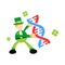 Leprechaun shamrock celtic research genetic heredity double helix structure part cartoon doodle flat design vector illustrat