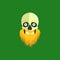 Leprechaun skull with an orange beard and a gold tooth on a green background. Attributes to the day of St. Patrick