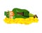 Leprechaun sleeps on gold coins. dwarf for St.Patricks Day. national irish holiday