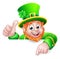 Leprechaun St Patricks Day Cartoon Pointing Sign