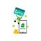 leprechaun and store online shop credit card payment cartoon flat design illustration