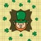 leprechaun with tophat st patricks day in clovers pattern