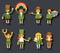 Leprechauns Ggnomes Characters set Celebration St