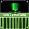 Leprechauns green hat on black and green striped background