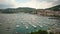 Lerici, Italy - June 9. 2021: Boat Port in Lerici Aerial view. beautiful town in Italy at the Mediterranean Sea