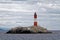 Les Eclaireurs Light House on rocky island on the Beagle Channel - Argentina