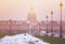 Les Invalides building in Paris under snow weather