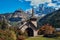 Les Praz Church in the Chamonix. Alps, France