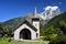 Les Praz de Chamonix and Aiguille Dru mountain