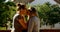 Lesbian couple kissing each other in balcony 4k