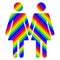 Lesbian couple LGBT colourful silhouette, vector illustration