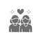 Lesbian couple, non traditional love grey icon.