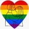 Lesbian couple on rainbow background. Line art style for icon, bage, card, poster