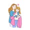 Lesbian family concept. Vector illustration. Doodle simple style