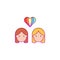 Lesbian, heart, pride day icon. Element of color world pride day icon. Premium quality graphic design icon. Signs and symbols