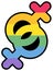Lesbian lgbtqi rainbow color female mark vector