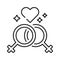 Lesbian love black line icon. Not traditional relationship. LGBT motion, gender symbol. Human rights and tolerance. Sign for web