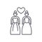 Lesbian marriage line icon concept. Lesbian marriage vector linear illustration, symbol, sign