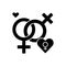 Lesbian relationship symbol black glyph icon