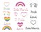 Lesbian thin line icons set. Dyke March coming out, free love, LGBT rights, pride, rainbow. outline vector illustration.